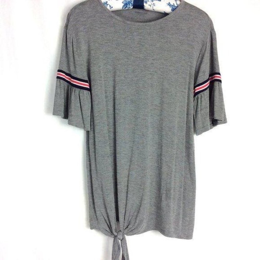 4/$25 Motherhood Maternity Heather Gray Twist Front Top‎ Short Sleeve Shirt XS